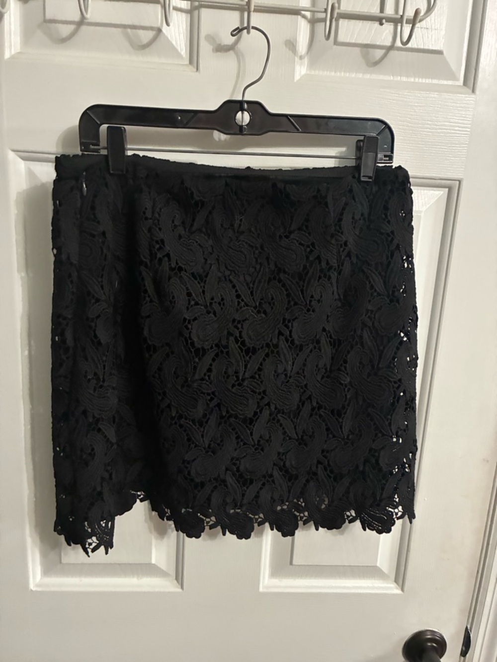 Express Black Lace Mini Skirt with Floral Crochet